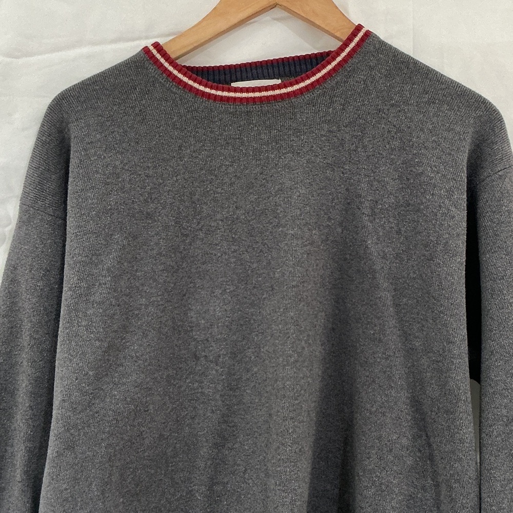 J. Crew Charcoal Sweater with Red Trim - Picture 2 of 7